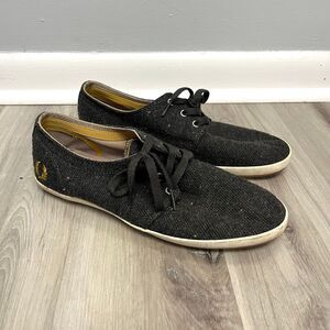 Fred Perry Sneakers Men’s 9 Dark Grey Twill Lace Up Low Cut Casual